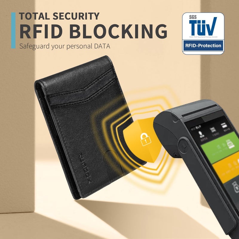 RUNBOX Wallet for Men Slim Rfid Leather 2 ID Window With Gift Box | Slim, Rfid, 2 ID Window, With Gift Box, Slim, Rfid - Image 4